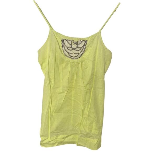 Old Navy Yellow Beaded Cami Tank Top Adjustable Straps Size Small - Picture 1 of 5